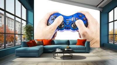 blue joystick in hand isolate Wall mural