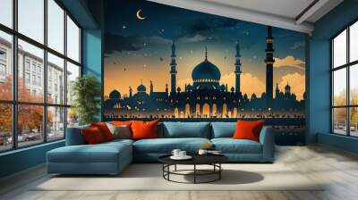 Free_vector_Arabic_background_with_mosque_silhouette Wall mural