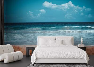 Calm Sea Ocean And Blue Sky Background Wall mural