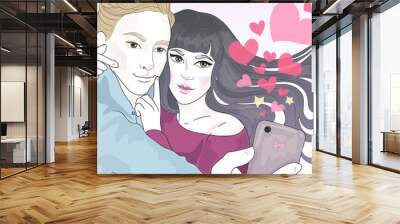 
beautiful pair of lovers photographed themselves Wall mural