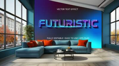 futuristic text effect fully editable Wall mural