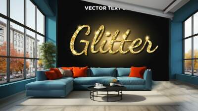 gold glitter text effect Wall mural