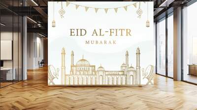 hand drawn eid al fitr mubarak illustration background Wall mural