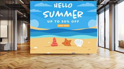 vector design summer sale a horizontal banner in flat design Wall mural