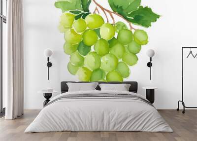 green grape digital drawing with watercolor style illustration Wall mural