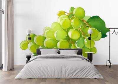 green grape digital drawing with watercolor style illustration Wall mural