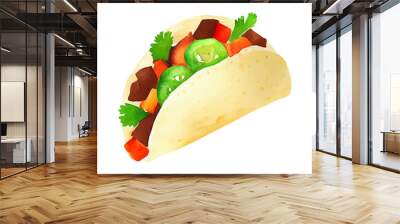 tasty taco hand drawn with style watercolor Wall mural