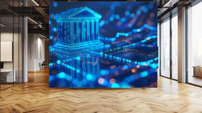 bank on digital technology network, online banking, digital money exchange, data and information on cloud commercial Wall mural