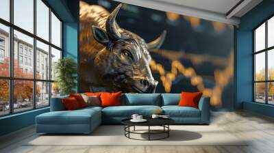 bull market on stock or currency, stock price increase and uptrend, growth in investment return and profit Wall mural