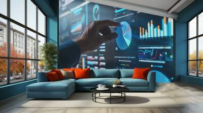 Financial dashboard showing diversification of investment or asset allocation or portfolio management on stock market and fund, analysis and research investment plan Wall mural