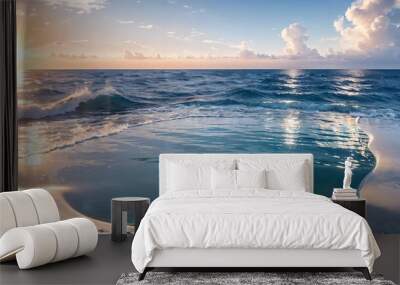 sunset over the ocean Sunlit Reflections of Serenity ai generated Wall mural