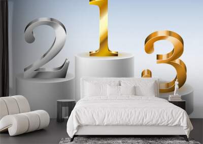 winner podium with gold, silver and bronze numbers Wall mural