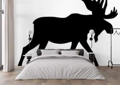 adult moose go black silhouette  Wall mural