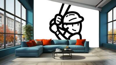 baseball batter line icon style Wall mural