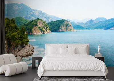 Beautiful sea coast near Petrovac, Montenegro. Summer landscape, sea view. Famous travel destination Wall mural