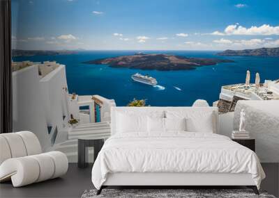 white architecture on santorini island, greece Wall mural