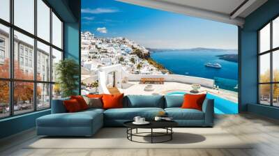 White architecture on Santorini island, Greece Wall mural