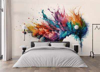 Color Splash series. Background design of fractal paint and rich texture on the subject of imagination, creativity and art. ai generate. Wall mural