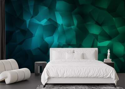 Dark Blue, Green vector polygonal template. Wall mural