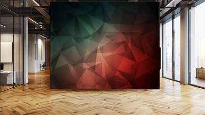 Dark Blue, Red vector gradient triangles template. Wall mural