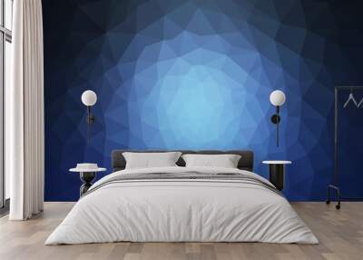 Dark blue polygonal design pattern, which consist of triangles and gradient in origami style. Wall mural