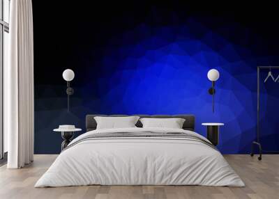 Dark blue polygonal design pattern, which consist of triangles and gradient in origami style. Wall mural