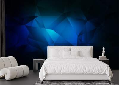 Dark BLUE vector gradient triangles template. Wall mural