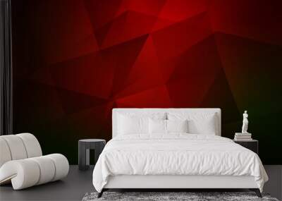 Dark Green, Red vector abstract polygonal template. Wall mural