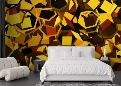 Dark Green, Yellow vector template in hexagonal style. Wall mural