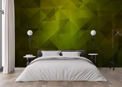 Dark Green vector polygonal pattern. Wall mural