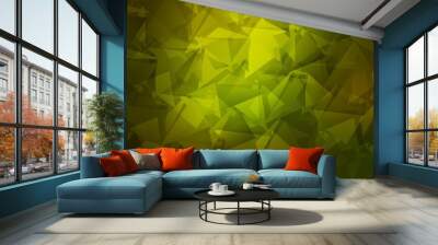 Dark Green vector polygonal pattern. Wall mural