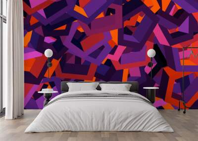 Dark Pink, Red vector backdrop with hexagons. Wall mural