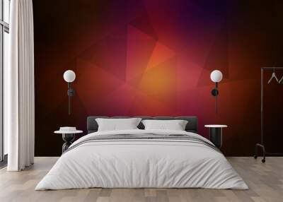 Dark Pink, Red vector shining triangular backdrop. Wall mural