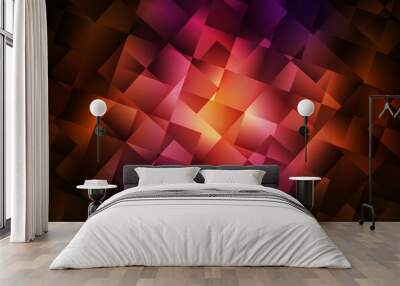 Dark Pink, Red vector shining triangular background. Wall mural