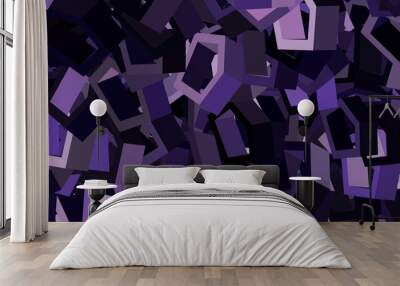 Dark Purple vector background with hexagons. Wall mural