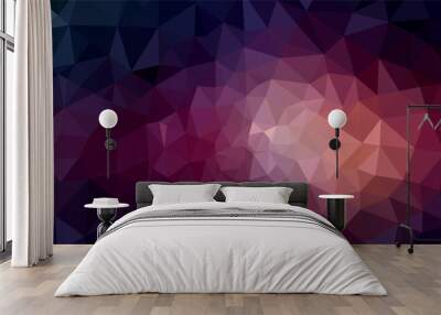 Dark Purple vector shining triangular cover. Wall mural