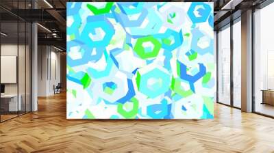 Light Blue, Green vector background with set of hexagons. Wall mural