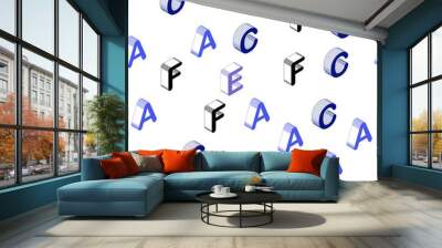 Light BLUE vector seamless background with 3D signs of alphabet. Wall mural