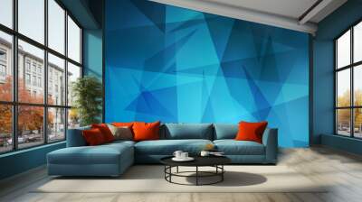 Light BLUE vector template with crystals, triangles. Wall mural