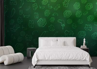 Light Green vector texture with delicious snacks. Wall mural