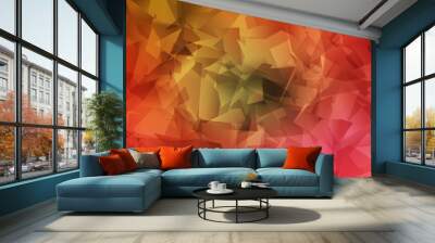 Light Red, Yellow vector low poly background. Wall mural