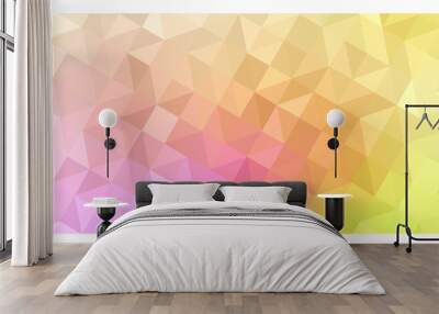 Multicolor pink, yellow polygonal design pattern, which consist of triangles and gradient in origami style. Wall mural