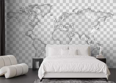 Glass world map illustration isolated on a white background Wall mural