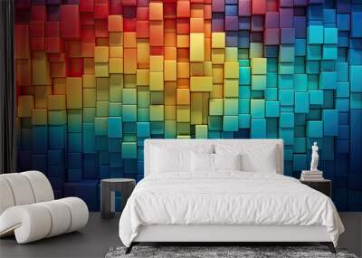 Abstract bright geometric pastel colors colored 3d gloss texture wall with squares and rectangles background. Wall mural