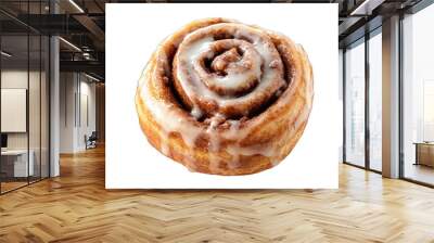 Bakery featuring a fresh cinnamon roll with a swirl of icing on top Wall mural