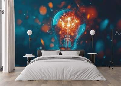 Light bulb symbolizing inspiration, creativity, and innovative Wall mural