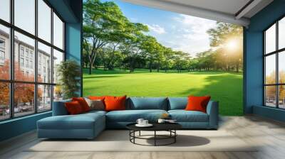 Lush Green Grass in a Vibrant Outdoor Landscape Wall mural