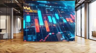 Stock Market and Forex Trading Graph Background with Financial Data Wall mural