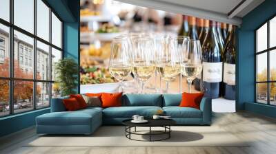 Wine Glasses in a Row on Buffet Table Wall mural