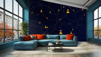 Abstract human network connection in geometric line Wall mural